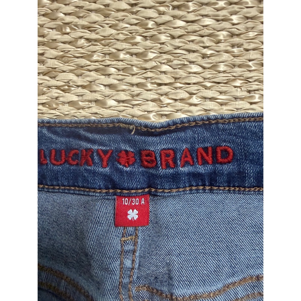 Lucky Brand Stevie High Rise Flare Jeans Blue Patch Pocket Raw Hem 10/30 A - Picture 5 of 7